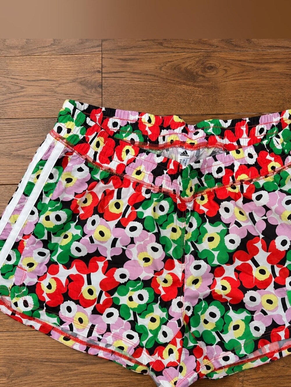 Shorts - Adidas Merimekko Women’s Floral Track Shorts - Green/Red/Pink Size S